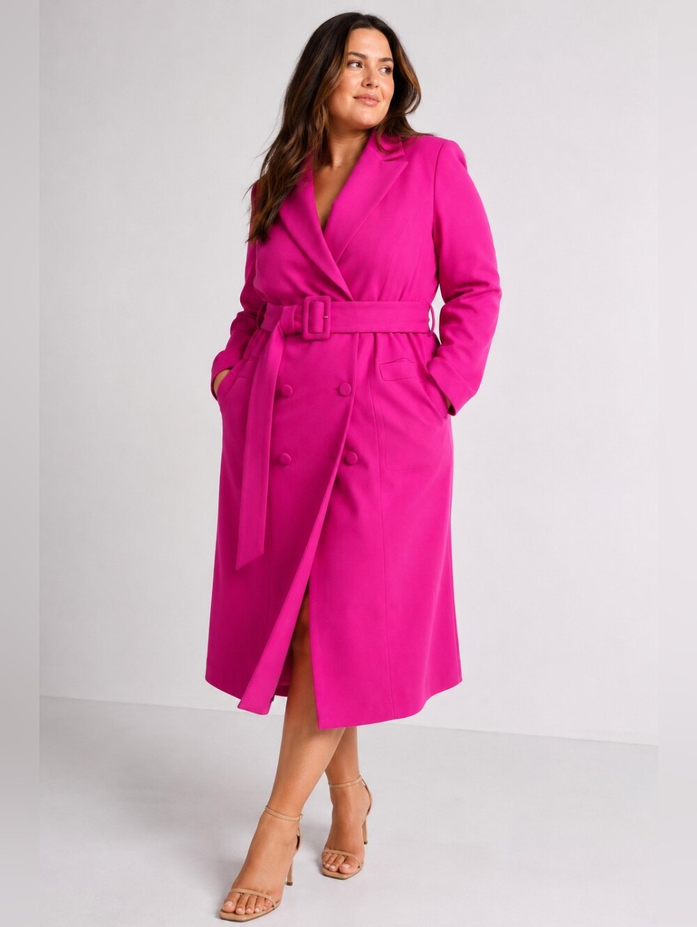 Eloquii Fuchsia Belted Blazer Dress / Longline Jacket Size 14